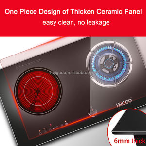 เครื่องใช้ไฟฟ้าในครัวขนาดเล็ก เตาไฟฟ้าเซรามิกอินฟราเรด 2 หัวเตา ผสมผสานกับเตาแก๊สแบบตั้งพื้น พร้อมแผงคริสตัลสีดำ - Product Image 3