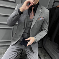 Vente en gros d'usine 3 pièces de costumes pour hommes coupe ajustée de luxe veste de costume robe costume d'affaires formel Blazer gilet ensemble chemise