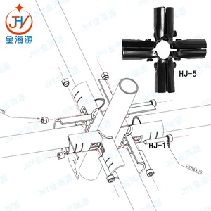 Ensemble de joints métalliques Intersection de cinq tuyaux, connecteur de Tube maigre, Joint métallique HJ-5 pour système de porte-tuyaux - Product Image 6