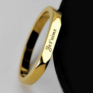 Anillo Dainty de Acero Inoxidable con Baño de Oro de 18k a Buen Precio, Anillo de <span class=keywords><strong>Amor</strong></span> Francés, Te Amo, Je T'aime, para Enamorados - Product Image 5