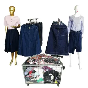 Free Branded Ladies jeans skirt A Grade Iron Pressed Bales Used Clothes Factory For Sale Bulk Indonesia