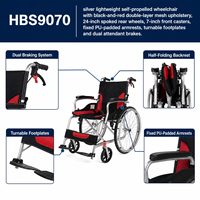 Kursi Roda Manual Aluminium 12.5kg dengan Roda Belakang 24-Inci dan Sandaran Setengah Lipat