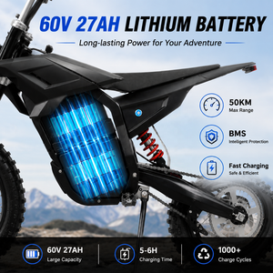 Bicicleta Eléctrica Todoterreno con Motor Central, Resistente al Agua IPX6, Batería de Litio de 60V 27AH, Motor de 2000W/4500W para Adultos y Desplazamientos Urbanos - Product Image 2