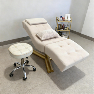 Cama Facial Hidráulica Ajustable, Cama para Pestañas con Forro de Lana de Cordero, Silla para Pestañas, Mesa de Masaje, Cama Facial para Spa y Belleza, Mobiliario de Salón - Product Image 2