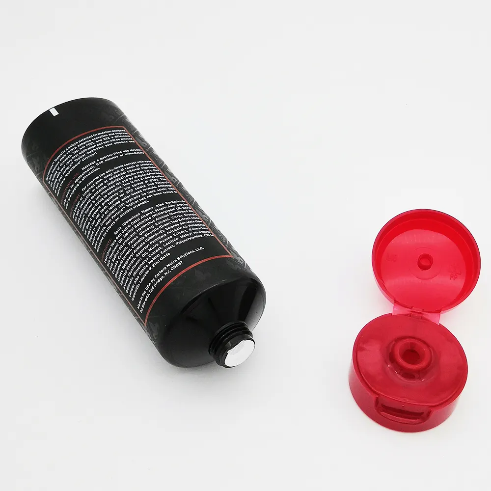 2オンス黒毛ツイストチューブ化粧品赤キャップフリップトップ38ミリメートルフリップトップキャップ無料サンプル