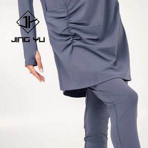 New Style Ruffle Hijab Swimsuit Three Piece Set Customized Logo Solid Color Muslim Beach Swimsuit - Product Image 3