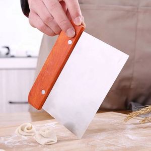 Bread Scrape Bakers Tool Slashing Tool Wooden Handle Metal Dough Scraper Pizza Dough Cutter Chopper - Product Image 2