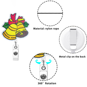 Ceintures en tissu à clipser pour sapins de Noël avec clochettes, badges d'identification en feutre Père Noël et rennes, et rouleaux décoratifs en gros, en stock. - Product Image 3