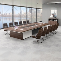 Table de conférence rectangulaire moderne de luxe industrielle pour bureau, 12 places, avec ensemble de chaises écologiques et durables pour usage commercial
