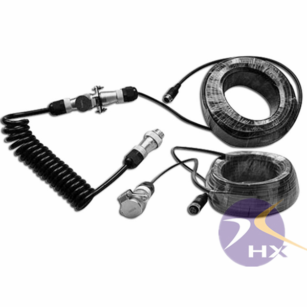 5 Core 7 Pin Coiled Tractor Spiral Suzi Trailer Cable Kit for Truck Caravan Motor Home Backup Security Camera Monitor System