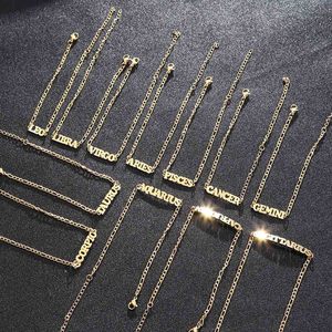 Bracelet de cheville élégant en acier inoxydable avec breloque signe du zodiaque et lettre, cadeau pour femmes et hommes - Product Image 2