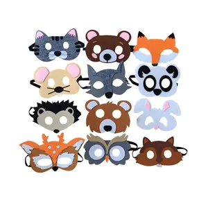 Customized Christmas Easter Halloween Cartoon Character Animals Felt Eye Mask Kids Party Masks Felt Face Mask