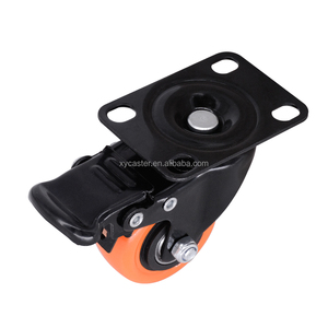 Roulettes industrielles pivotantes Midume Duty Orange 50 mm (2 pouces) en PVC avec <span class=keywords><strong>frein</strong></span> et support de 2 mm d'épaisseur pour meubles - Product Image 4
