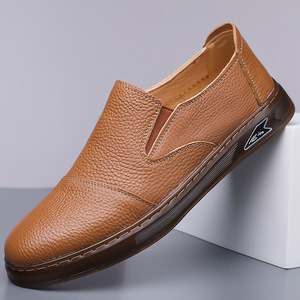 รองเท้าโลฟเฟอร์หนังวัวแท้สำหรับผู้ชาย ส้นเตี้ย พื้นยางระบายอากาศ รองเท้าลำลอง - Product Image 1