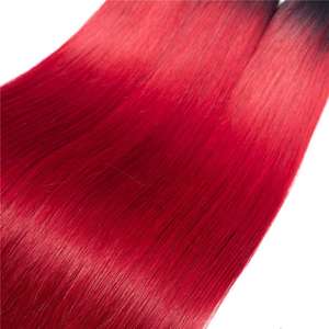 Extensiones de Cabello Remy Bohemio Virgen en Oferta, Color Rojo 1B, Liso, Doble Trama a Máquina, para Salón, Sin Caída - Product Image 5