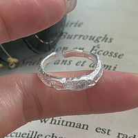 Bague en argent sterling S925 texturée vintage avec zircon cubique pour femme, style coréen, design simple et tendance, bijoux pour usage quotidien