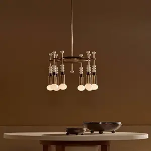 Contemporary designer retro rectangular dining room lights metal art hotel centerpiece center de table chandelier