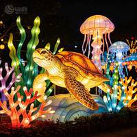 Sculpture lumineuse Tortue de mer et Méduse, Thème Océan, Festival des Lumières, Solution de Projet Clé en Main Intégrée, Lanternes de Festival