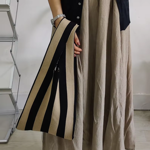 Produttore <span class=keywords><strong>accessori</strong></span> autunno inverno borsa Tote a righe nero verde rosa bianco a righe borsa lavorata a maglia <span class=keywords><strong>per</strong></span> viaggiare tutti i giorni - Product Image 6