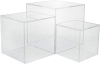 Ensemble de 3 supports d'affichage en acrylique en gros, boîtes en acrylique avec fonds creux, présentoirs pour aliments, objets de collection, figurines, bijoux