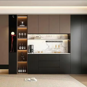 <b>Wood</b> Dining Cabinet Modern Eco-Friendly Household <b>Storage</b> Cabinet for Coffee Machine Living Room Tea Water & Wine <b>Storage</b> - Product Image 1