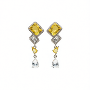 Boucles d'oreilles pendantes géométriques en or blanc avec zircon taillé en poire pour femmes, bijoux de fête, style classique, boucles d'oreilles en alliage tendance - Product Image 1