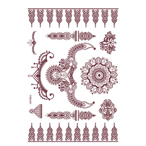 Brown Red Lace Henna Temporary <b>Tattoo</b> Stickers Waterproof Eco Friendly <b>Paper</b> Wedding Party Custom Logo Print - Product Image 3