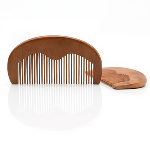 Peine de madera de dientes anchos para desenredar el cabello, herramienta de peinado con palma arqueada para el cuidado diario del cabello, directo de fábrica - Product Image 1