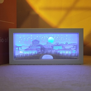 Lámpara de Escritorio de Tira Larga, Caja de Papel Personalizada, Caja de Fotos 3D, Luz Nocturna de Papel Recortado, Marco de Madera con Escena LED - Product Image 3
