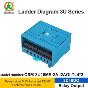 Oshangming Ladder Diagram PLC 8DI 8DO Relay Plc 2 <strong>Analog</strong> <strong>Input</strong> Output 0-10V 0-20mA with RS485 Lan <strong>Modbus</strong> Rtu /TCP for Industry - Product Image 2