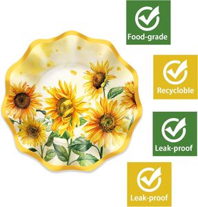 Platos de Papel Amarillos con Diseño de Girasol de 9 Pulgadas, Bordes Festoneados, Decoraciones Modernas para Fiestas de Cumpleaños, Desechables, Directo de Fábrica - Product Image 3