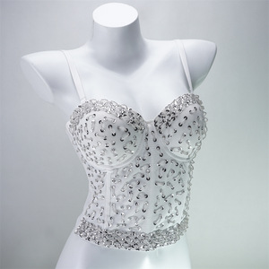 Corsé Largo con Perlas Brillantes y Varillas de Soporte, Top de Moda para Mujer, Estilo Bralette - Product Image 5