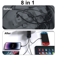 Nuevo Cargador de 6 Puertos, 3 USB-A y 3 Puertos PD, Carga Rápida Universal para Teléfonos, Auriculares y Más, Enchufes Intercambiables EU/US/UK/KR