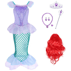 TV & Movie Costumes Dernières Conceptions Filles Sirène Costume Enfants Sirène Princesse Costume pour Halloween Carnaval Habiller Avec <span class=keywords><strong>Perruque</strong></span> - Product Image 3
