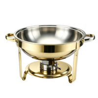 Réchaud de buffet 4 pièces avec brûleur à alcool, capacité 5,3 qt/5 L, contrôle de température 60-80°C, construction en acier inoxydable pour