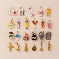 Breloques en émail 3D peintes à la main en acier inoxydable plaqué or 18 carats Manna Multiple Cute pour loisirs créatifs et bijoux