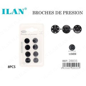 Ilan Chiusure a scatto 13mm in metallo nero 8 pezzi per abbigliamento - Product Image 1