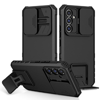 Support PC étui pour Samsung Galaxy A14/A34/A54/A24 support Invisible 2 en 1 couverture fenêtre coulissante lentille protection coque de téléphone