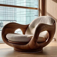 Disen Furniture Outdoor Ästhetischer Einzelsessel „First Class Cabin Log“ mit Walnussholzrahmen – Französischer Relax-Liegestuhl