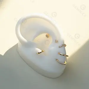 Gemnel Wholesale Gold Jewelry 925 Sterling Silver 8mm/10mm/12mm Diamond Huggie Hoop Earrings