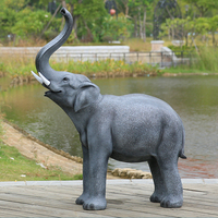 Statue d'éléphant vif en fibre de verre, 1 pièce, décoration d'extérieur en résine de haute qualité pour la décoration de jardin