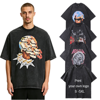 T-shirt vintage délavé à l'acide 230 GSM, tailles S-5XL, impression DTG personnalisée, logo surdimensionné, 100% coton, pour hommes, unisexe, streetwear