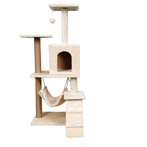 Linda Casa Ecológica para Gatos com Estrutura de Escalada em Madeira e Linho Composto para Árvores de Gato de Parede Arranhador Uso Interno e Externo - Product Image 5