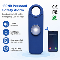 Alarme de sécurité personnelle pour femmes 130 dB avec appel d'urgence SOS, lampe torche LED et design porte-clés portable