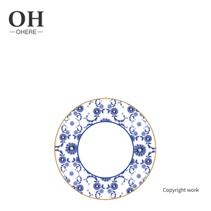 Service de vaisselle élégant en porcelaine fine bleu <span class=keywords><strong>et</strong></span> blanc pour mariage, assiettes de table en gros - Product Image 3