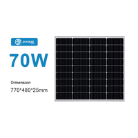 Panneau solaire monocristallin 70W en stock, prix d'usine, vente chaude