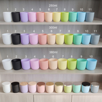 Pot à bougie en verre de 250 ml (8 oz) à fond rond, finition aspect céramique, avec pot à bougie en verre mat rose, blanc ou noir
