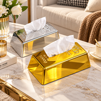 Boîte à mouchoirs élégante et stylée en forme de barre d'or, finition métallique dorée de luxe, décoration de bureau, cadeau original pour la maison