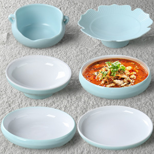 Juego de platos de melamina azul y blanco de Alibaba Express, forma irregular, platos pequeños para fiestas, comidas de hotel - Product Image 1