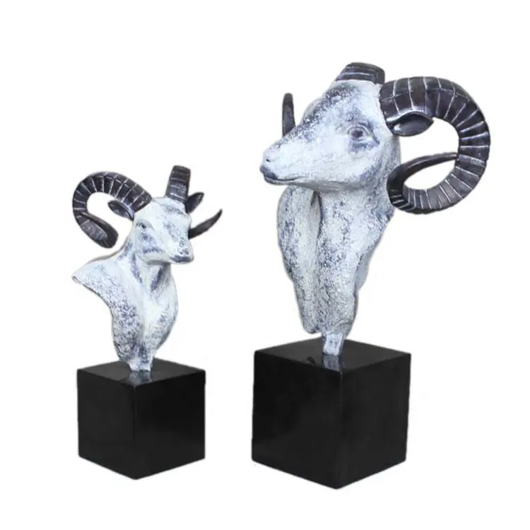 Decorative stone color ram statues artistic animal sculptures large garden Ram figurines for wholesale